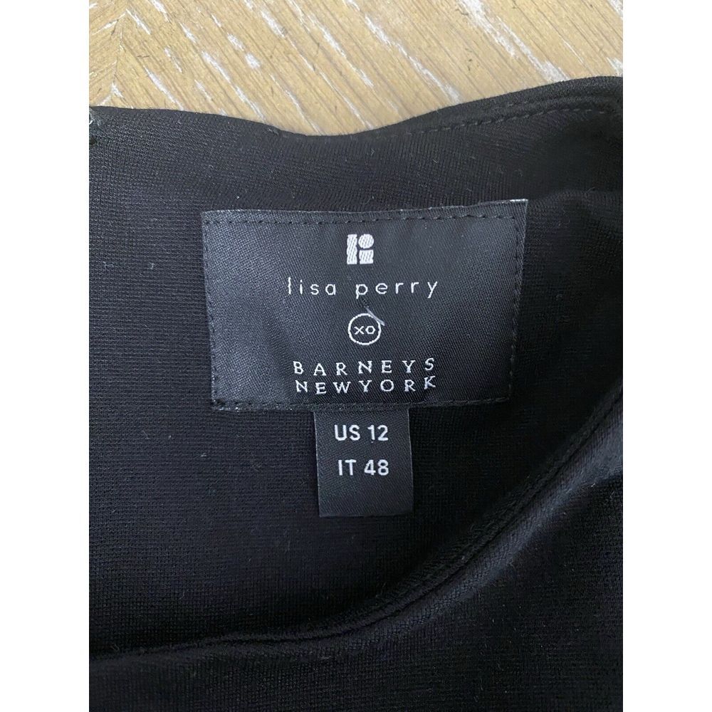 Lisa Perry Barneys Womens Maxi Dress Sz 12 Black Stretch Column‎ Pockets Career - Picture 8 of 11